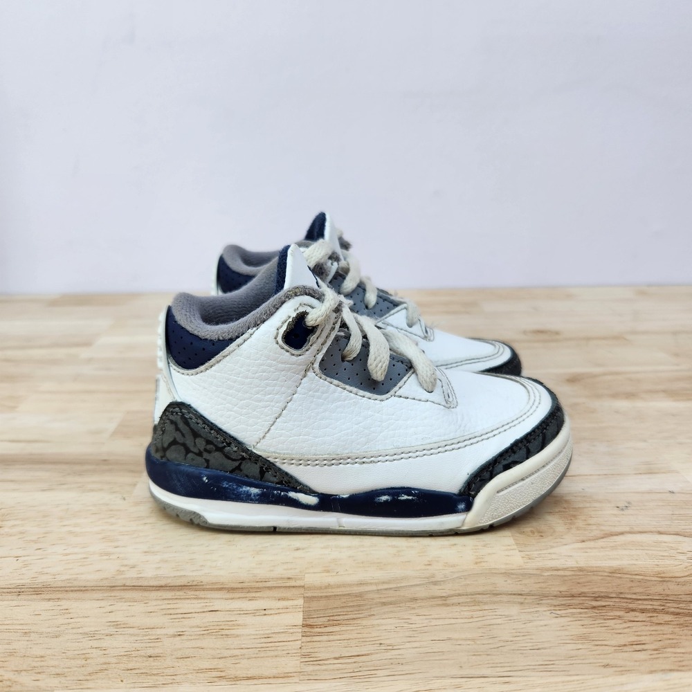 Nike Air Jordan Retro 3 Toddler Shoes Size 6C White Midnight Navy DM0968-140
